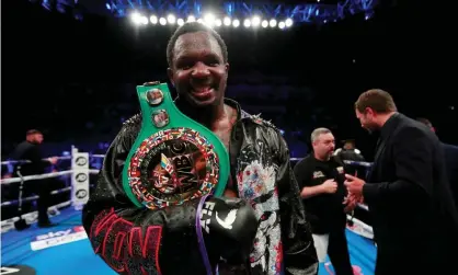  ?? Photograph: Andrew Couldridgé/Action Images via Reuters ?? Boxing Scene have reported that Dillian Whyte tested positive for a banned substance before his fight with Oscar Rivas.
