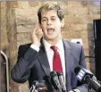  ?? SETH WENIG / ASSOCIATED PRESS ?? Former Breitbart News senior editor Milo Yiannopoul­os, speaking Tuesday in New York, came under fire for remarks he made that critics said endorsed pedophilia.
