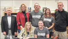  ?? / Scott Herpst ?? Family, friends, teammates and coaches came out to Ridgeland last week to watch senior Grayson James sign a letter of intent to play softball at Georgia Southweste­rn in Americus. On hand for the ceremony was Lexie James, A.L. James, Lisa Montgomery, Greg James, Staci James and Ridgeland head coach Richie Wood.