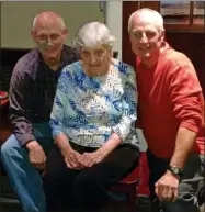  ?? COURTESY OF THE MEDICINE SHOPPE OF BOYERTOWN ?? Elizabeth Kern, center, a survivor of the Spanish Flu over 100years ago, received her first dose of the COVID vaccine from The Medicine Shoppe of Boyertown in January.