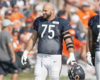  ?? DAVID ZALUBOWSKI/AP ?? Injuries have caused guard Kyle Long to start only 17 games in the last two seasons.