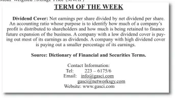  ??  ?? Dividend Cover: Best offer: Source: Dictionary of Financial and Securities Terms.