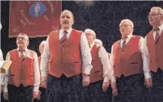  ?? FOTO: FRANK CZILWA ?? Solist Thomas Ilg (vorne, Zweiter von links) überzeugte als Showman und Sänger.