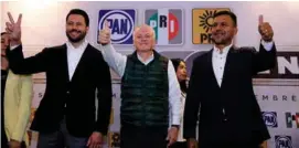  ?? ?? ENCUENTRO.
Los líderes de PRI, PAN y PRD del Edomex se reunieron ayer.