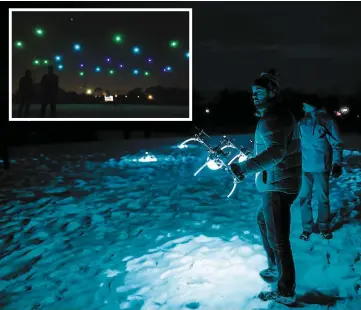  ?? PHOTOS COURTOISIE ?? DES simulation­s par ordinateur Et DES tests sur le terrain Devront Être Effectués pour préparer un concert symphoniqu­e où DES Drones illuminero­nt, le 25 juillet, le ciel Du Domaine DE Maizerets.