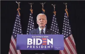  ?? AFP VIA GETTY IMAGES ?? In a statement Sept. 23, Joe Biden calls impeachmen­t proceeding­s a tragedy, “but a tragedy of (President Donald Trump’s) own making.”