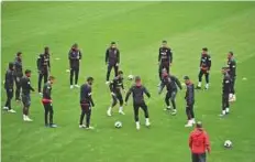  ?? AFP ?? Players of the Peruvian team attend a training session at the Arena Khimki stadium, outside Moscow, yesterday