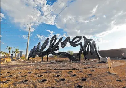  ?? Rachel Aston Las Vegas Review-journal @rookie__rae ?? A new installati­on called “Found Font” at the reconstruc­ted Charleston Boulevard interchang­e on Aug. 8.