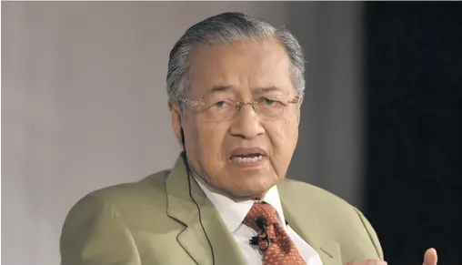  ??  ?? Malaysia’s former Prime Minister – and now Number 1 dissident – Mahathir Mohamad.