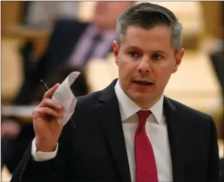  ??  ?? Derek Mackay, above, resigned as finance secretary following the shocking revelation­s about his behaviour towards as schoolboy. Keith Brown, below, says it is ‘very difficult’ to see how the ex-minister can remain an MSP