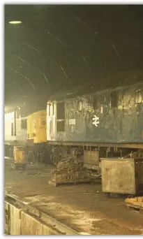  ??  ?? 27030 is inside Eastfield surrounded by shed parapherna­lia on 11th June 1983.