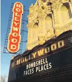  ??  ?? Left: Hollywood Theatre, 4122 N.E. Sandy Blvd., is the only cinema in Oregon equipped to screen 70-millimetre movies. Right: Sign in Portland's Pioneer Courthouse Square, a hub for frequent protests.