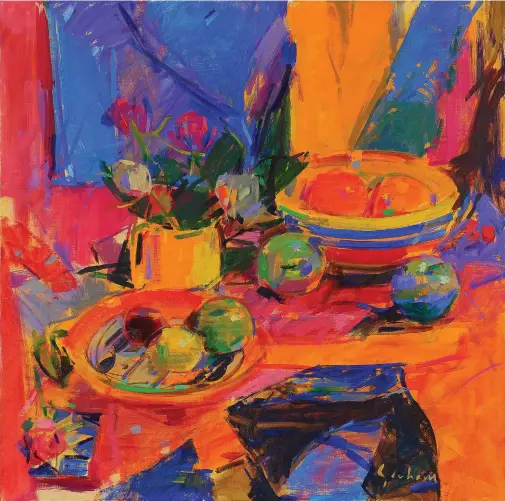  ?? ?? ▲ Peter Graham Table with Mixed Fruit, oil on canvas, 28328in (71371cm)