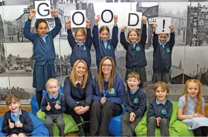  ?? ?? ●●Deputy Headteache­r at Northern Primary School Sandra Melvin and SENCO Zoe Stott with pupils celebratin­g their school’s Good Ofsted inspection