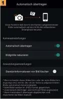  ??  ?? Automatisc­he Übertragun­g
Wenn die automatisc­he Übertragun­g aktiviert ist, sendet die Kamera die Bilder direkt nach dem Auslösen an das Smartphone. Falls gewünscht, auch in reduzierte­r Dateigröße.