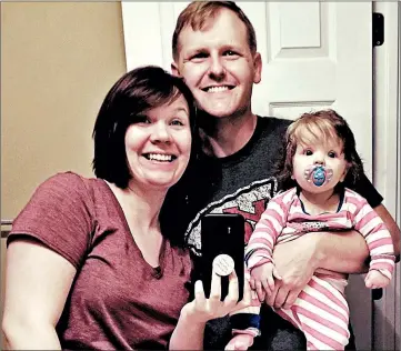  ?? BLAKE HORNBROOK ?? Blake Hornbrook, an Army medic who was diagnosed with testicular cancer in 2015, had his sperm preserved so that he and his wife, Kelsey, could conceive a child. Their daughter, Harper, was born earlier this year.