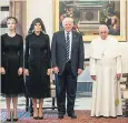  ??  ?? Above, the Trump First Ladies in the full mantilla. Below, Vatican wear for Michelle Obama and Princess Charlene of Monaco