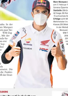  ?? AFP, GEPA, AP ?? Honda hofft auf ein baldiges Comeback von Marc Marquez. Bruder Alex (oben) schafft noch nicht den Anschluss