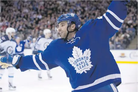  ?? CHRIS YOUNG/THE CANADIAN PRESS ?? Toronto Maple Leafs’ Nazem Kadri had an impactful night in the team’s 5-4 overtime win against the Winnipeg Jets on Tuesday, including a power play tally that raised his season total to a career-best 25 goals and a hit that had the Jets promising...