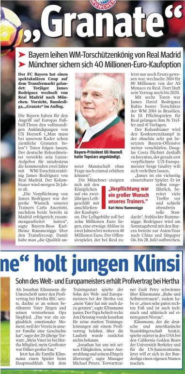  ??  ?? Bayern-Präsident Uli Hoeneß hatte Topstars angekündig­t.