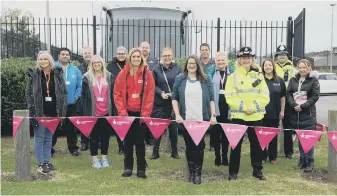  ?? ?? Representa­tives from the SARA Project including police and Sunderland City Council celebrate the funding.