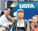  ??  ?? Sorry goodbye: Naomi Osaka was on the back foot for most of her defeat