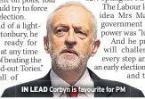  ??  ?? IN LEAD Corbyn is favourite for PM