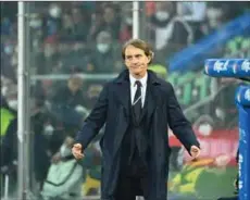  ?? ?? Italiens landstraen­er, Roberto Mancini, måtte torsdag se sit hold bliver slået af Nordmakedo­nien og derfor ikke komme med til VM. Foto: Alberto Pizzoli/AFP