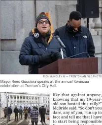  ?? RICH HUNDLEY III — TRENTONIAN FILE PHOTO ?? Mayor Reed Gusciora speaks at the annual Kwanzaa celebratio­n at Trenton’s City Hall.