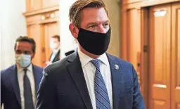  ?? JOSHUA ROBERTS/POOL/AFP VIA GETTY IMAGES ?? U.S. Rep. Eric Swalwell was one of the case managers for the January impeachmen­t of Donald Trump.