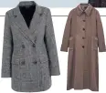  ??  ?? Limited edition trench coat in burgundy, £89.99, Zara
Left: Check double breasted blazer coat in light grey, £45.99, New Look. Right: Limited edition coat in russet, £119, Zara