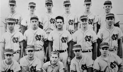  ?? Photo Provided ?? An undated North Catholic baseball team photo that includes Joe Wyzkoski first from the left in the front row, and Joe Cleary, fourth from the left in the front row.