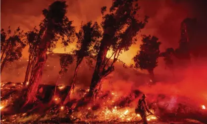  ?? Photograph:Noah Berger/AP ?? Firefighte­rs battle the Maria Fire in Santa Paula, California, on 1 November 2019.