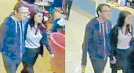  ??  ?? Together: Sussex Police issued pictures of Megan Stammers and Jeremy Forrest holding hands on a ferry from Dover to Calais.