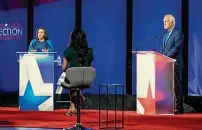  ?? Bob Daemmrich / Associated Press ?? Democratic challenger MJ Hegar speaks during Friday’s debate with Republican Sen. John Cornyn.