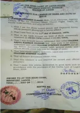  ??  ?? Another Affidavit obtained from Lagos High Court