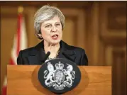  ?? MATT DUNHAM / GETTY IMAGES ?? Prime Minister Theresa May’s plan, which would keep some close economic ties to the EU, now looks unlikely to gain approval in Parliament.