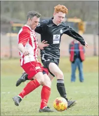  ?? Jack Lingard closes down a clearance from the Formartine defence. Photo: Abrightsid­e Photograph­y. ??