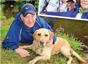  ??  ?? Pals Scott Cunningham and trusted guide dog Milo