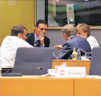  ??  ?? Minicimera de Sánchez, Macron, Merkel i Tusk a Brussel·les.