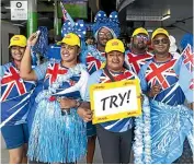  ?? TOM LEE, CHRISTEL YARDLEY/STUFF ?? Left: Fiji fans brought a colourful vibe. Above, left to right: Archita Karan, Sanjeeta Lal, Salwan Goundan, Angita Lal, Hitesh Karan and Salesh Karan.
Above right: Noa Lolohea and his sons Lennox and Noa hope the Pasifika community centre in Hamilton, opened this week, right, can revive the sevens.