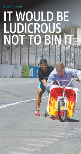  ??  ?? Now in its fourth year, check out all the high-action, low-speed wheelie bin racing