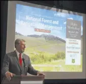  ?? KEITH RIDLER/THE ASSOCIATED PRESS ?? Idaho Gov. C.L. “Butch” Otter addresses workshop participan­ts Thursday for the Western Governors’ Associatio­n’s National Forest and Rangeland Management Initiative in Boise.