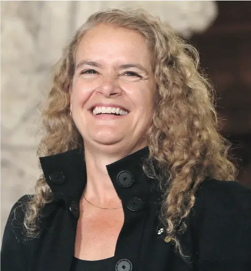  ?? FRED CHARTRAND / THE CANADIAN PRESS ?? Astronaut Julie Payette, 53, will be Canada’s 29th governor general, it was announced Thursday.
