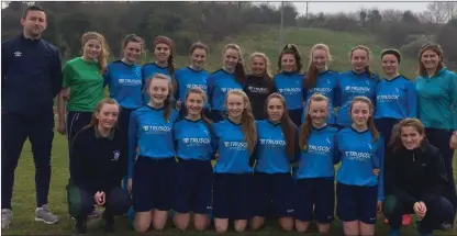  ??  ?? The Ursuline College team who were narrowly beaten 2- 1 by Moville Community School in the FAI Schools National semi- final