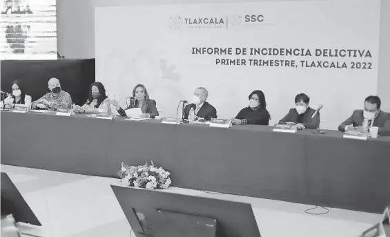  ?? /CORTESÍA: GOBIERNO DEL ESTADO ?? Lorena Cuéllar presidió la Presentaci­ón del Informe de Incidencia Delictiva de enero, febrero y marzo 2022