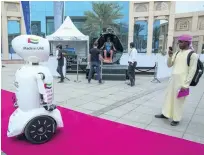  ?? Victor Besa for The National ?? Wizo, the world’s first 3D-printed robot, built in the UAE, at the venue of the competitio­n in Dubai Internet City.