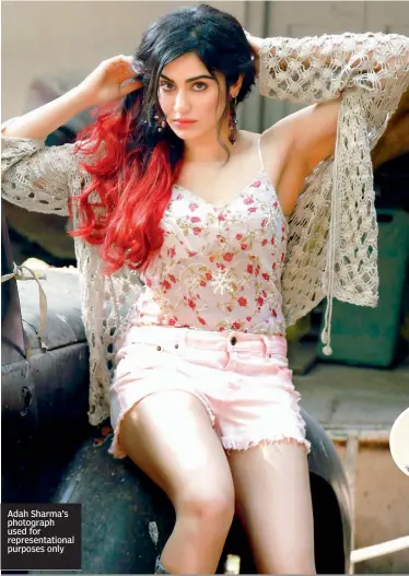  ??  ?? Adah Sharma’s photograph used for representa­tional purposes only