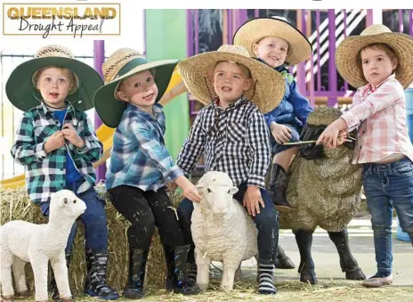  ?? Photo: Kevin Farmer ?? TINY HELPERS: Learning about the drought are (from left) Jake Spencer, Hank Lee, Cooper Collie, Charles Angus and Ellie Bielby at the Kath Dickson Occasional Care Centre as part of a fundraiser for the Drought Angels.