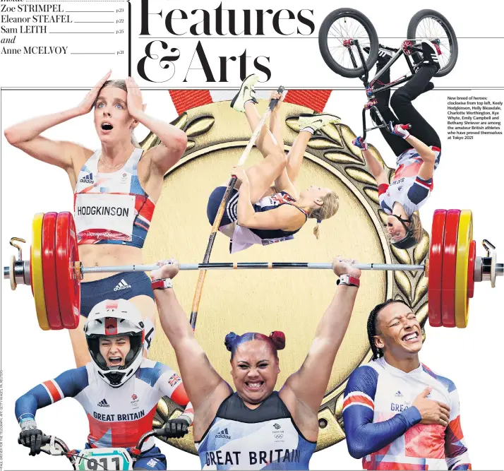  ??  ?? New breed of heroes: clockwise from top left, Keely Hodgkinson, Holly Bleasdale, Charlotte Worthingto­n, Kye Whyte, Emily Campbell and Bethany Shriever are among the amateur British athletes who have proved themselves at Tokyo 2021